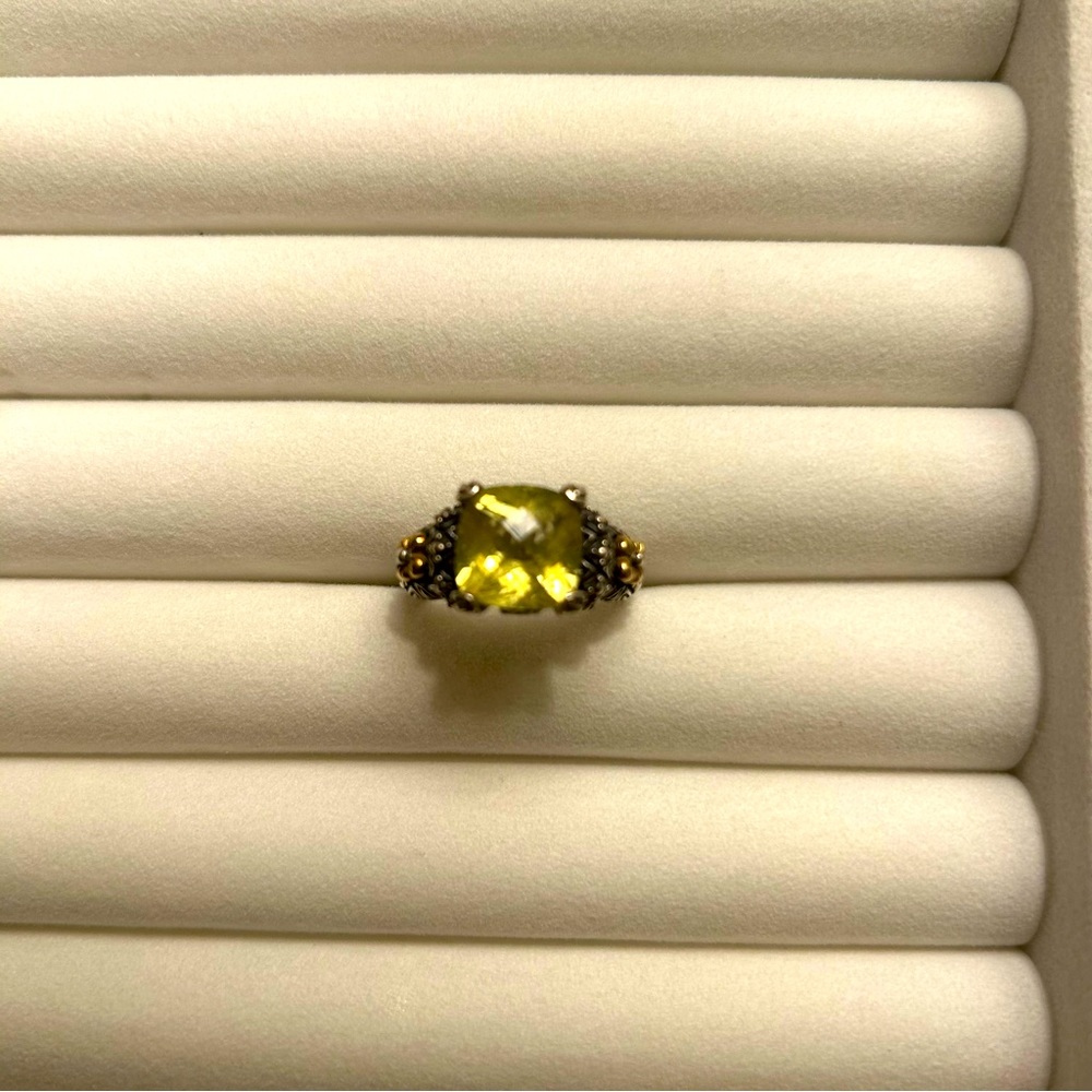 Barbara Bixby l Sterling Silver 18K Gold l Lemon Citrine Ring l Size ~7